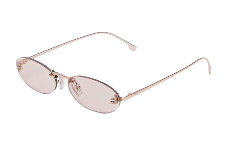 (Women) FENDI  Pink Oval Metal Sunglasses with Logo Temples. FOL043V1TF1PFS