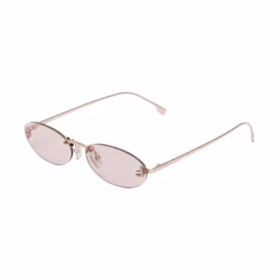 (Women) FENDI Pink Oval Metal Sunglasses with Logo Temples. FOL043V1TF1PFS
