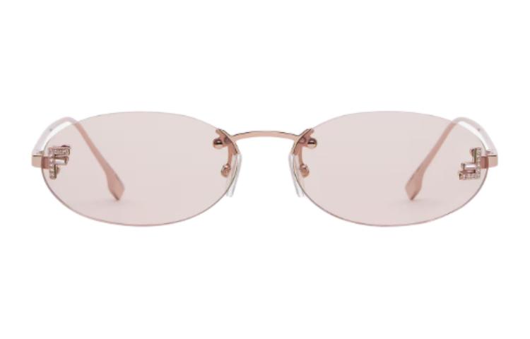 (Women) FENDI  Pink Oval Metal Sunglasses with Logo Temples. FOL043V1TF1PFS 圖 3