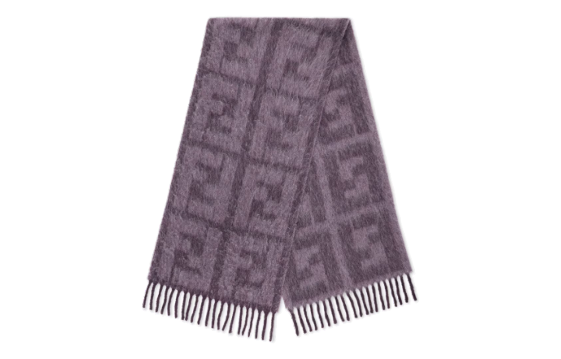 (Women) FENDI  Purple Knit Scarf with Full FF Monogram Pattern. FXS729APWAF1GFZ