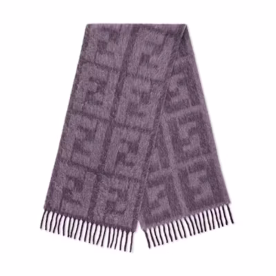 (Women) FENDI Purple Knit Scarf with Full FF Monogram Pattern. FXS729APWAF1GFZ