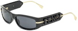 Buy (Women) FENDI Rectangular Black Sunglasses with Logo Detail. FE40120I95N