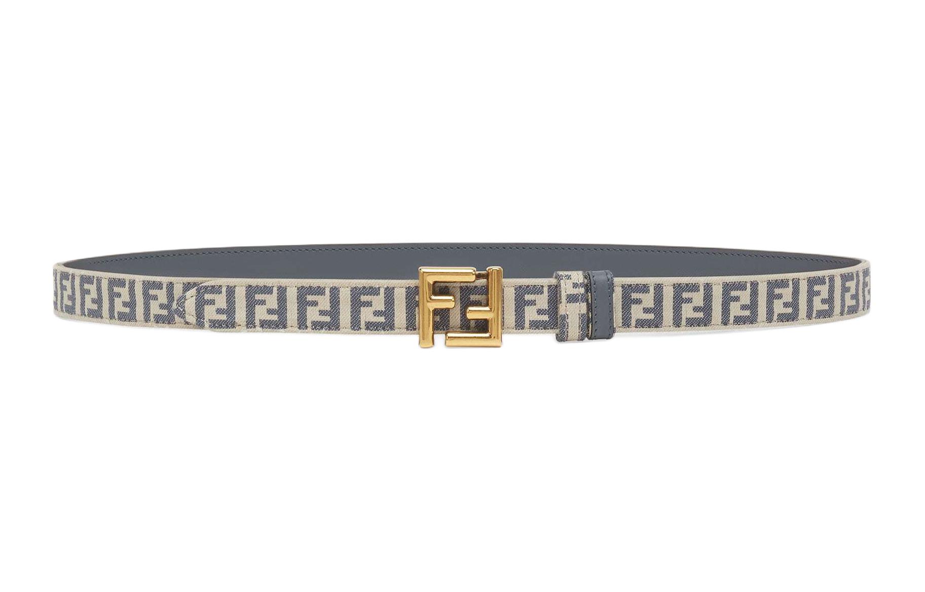 Order (Women) FENDI  Reversible F Logo Leather Belt Blue 2CM Wide. 8C0719ARN0F1OPZ