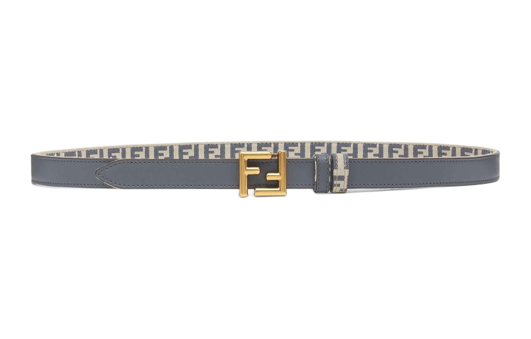 Lookbook (Women) FENDI  Reversible F Logo Leather Belt Blue 2CM Wide. 8C0719ARN0F1OPZ