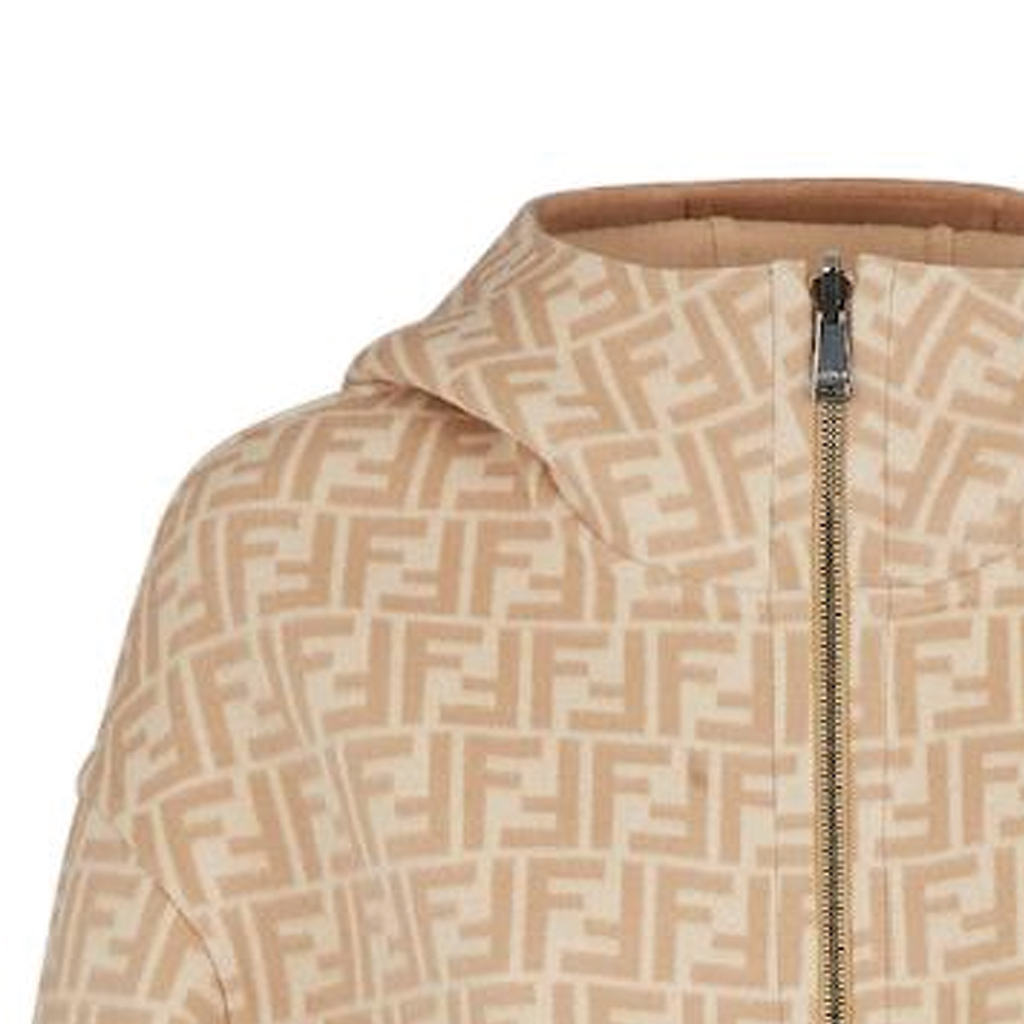 Sizing (W) FENDI 雙面拉鍊連帽外套 米色/棕色 FJ6993A5HDF1BW7