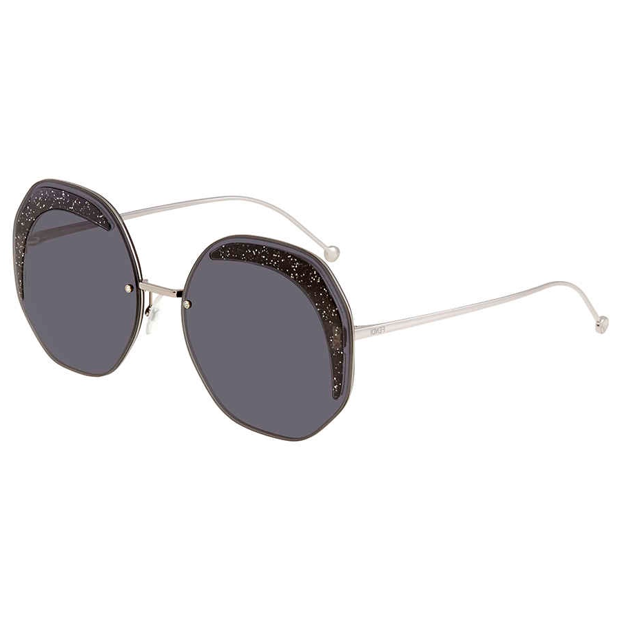 (Women) FENDI  Round Metal Logo Temple Sunglasses - Silver. FF 0358