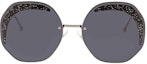 Lookbook (Women) FENDI Round Metal Logo Temple Sunglasses - Silver. FF 0358