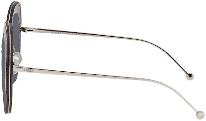 (Women) FENDI Round Metal Logo Temple Sunglasses - Silver. FF 0358 Purchase (Women) FENDI Round Metal Logo Temple Sunglasses - Silver. FF 0358