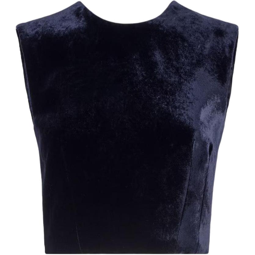 (Women) FENDI  Sleeveless Loose Fit Crew Neck T-Shirt Navy Blue. FS8105AM3ZF1M2F