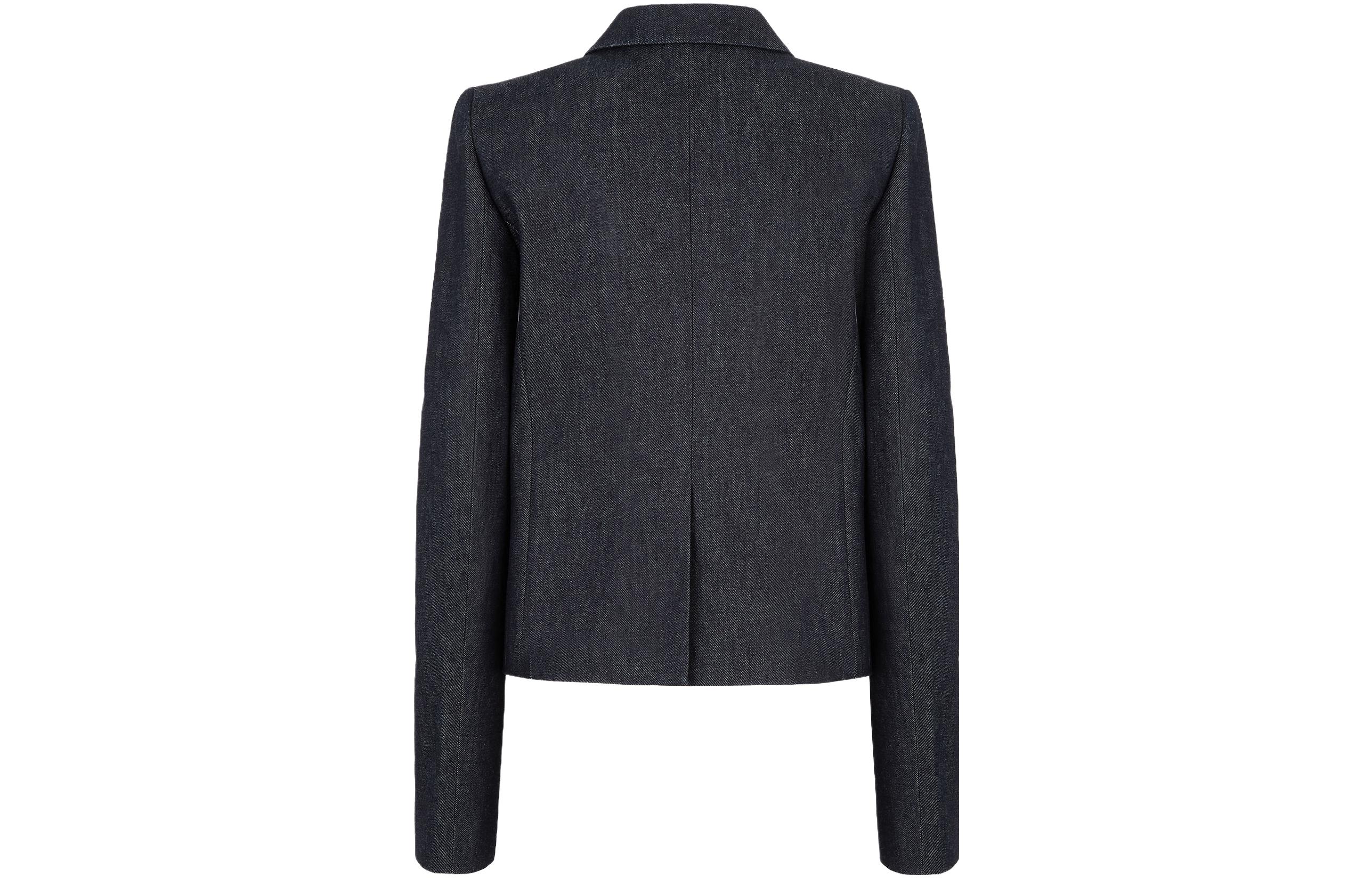 Lookbook (W) FENDI Jaket Denim Lengan Panjang Biru dengan Butang Warna Solid FLF765AQ90F1M2F