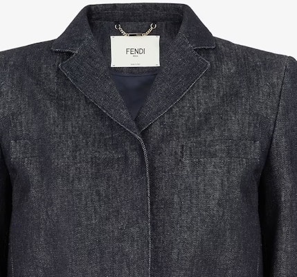 (W) FENDI Jaket Denim Lengan Panjang Biru dengan Butang Warna Solid FLF765AQ90F1M2F Details for (W) FENDI Jaket Denim Lengan Panjang Biru dengan Butang Warna Solid FLF765AQ90F1M2F