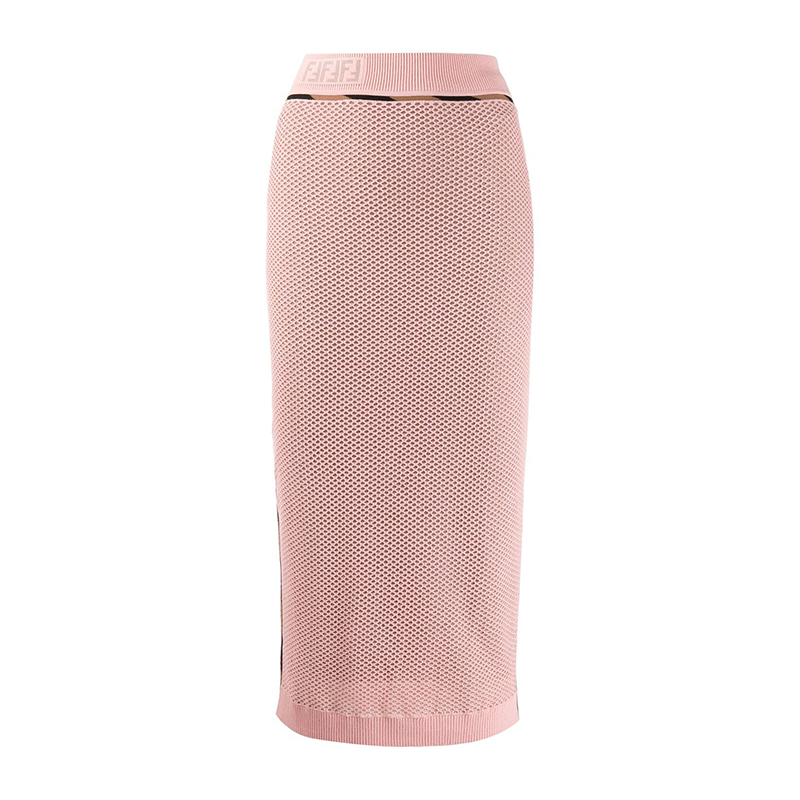 (Women) FENDI  Solid Color Knit Mesh Midi Skirt Casual Long Skirt. FZQ599AAVHF19EG