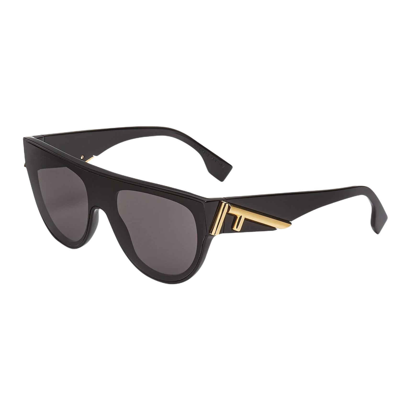 (Women) FENDI  Square Sunglasses Black - Sleek Solid Acetate Design. FOL099V1PF1N55