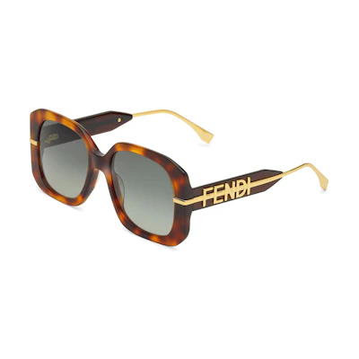 (Women) FENDI Tortoiseshell Irregular Letter Logo Sunglasses FOA213V1RF1O1L