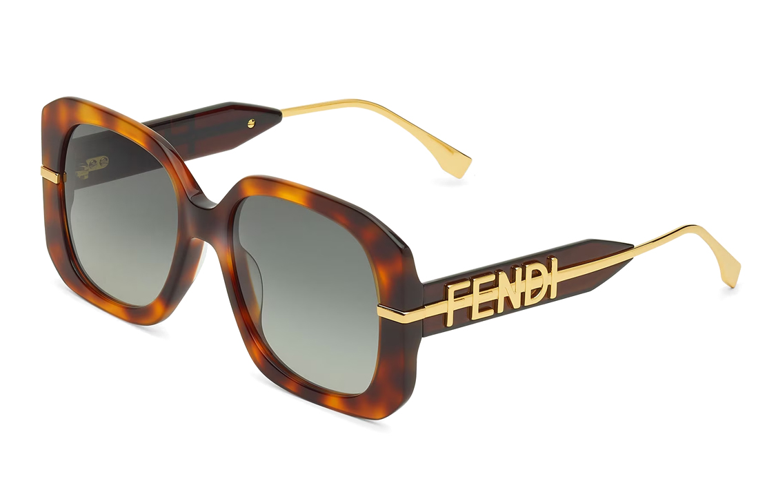 (Women) FENDI  Tortoiseshell Irregular Letter Logo Sunglasses FOA213V1RF1O1L 圖 2
