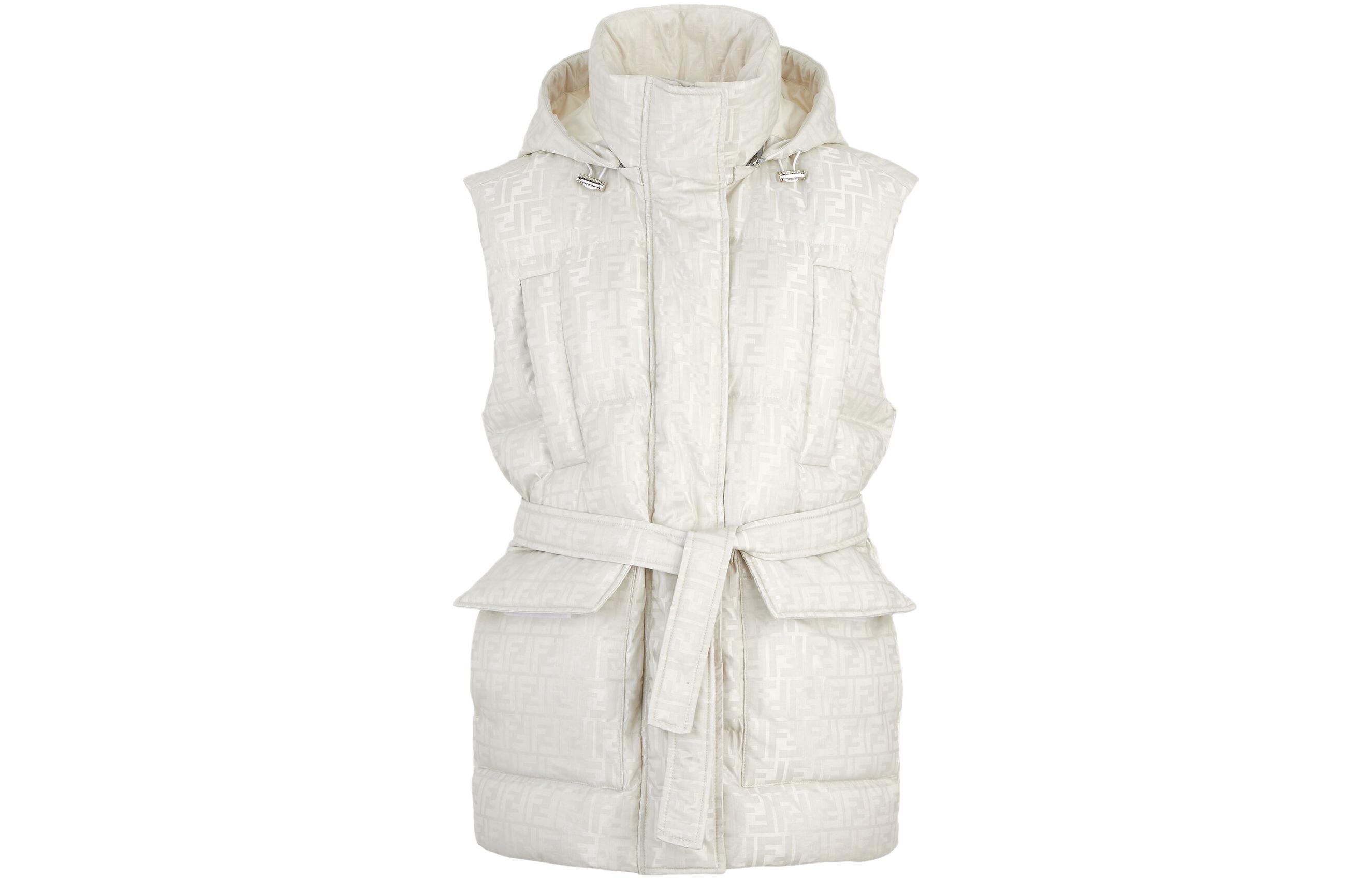 (Women) FENDI  White Logo Print Hooded Vest FAN153AWYEF1MU1 圖 2