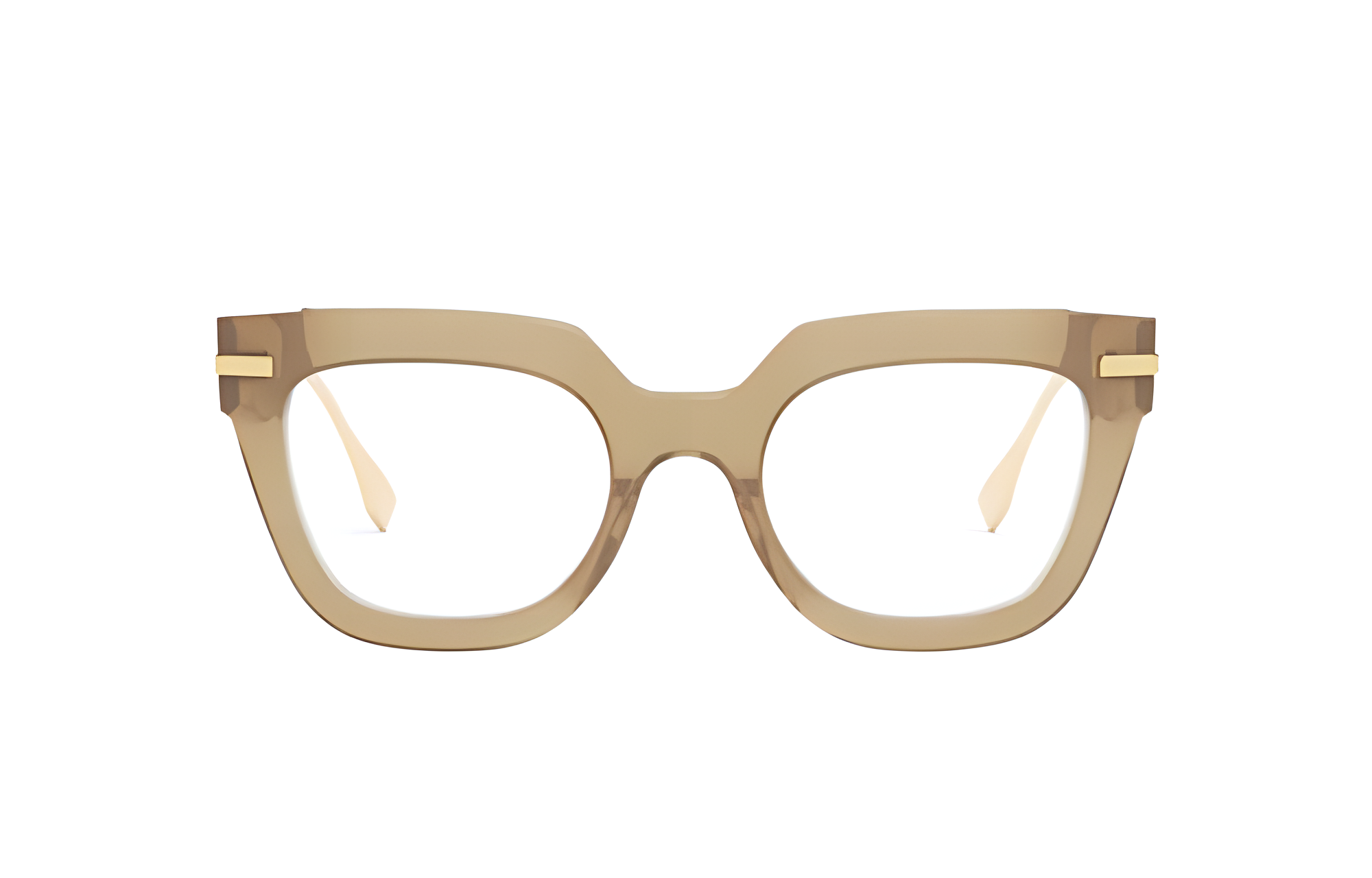(Women) FENDI  Yellow Butterfly Acetate Metal Optical Glasses with Logo. FE50065I