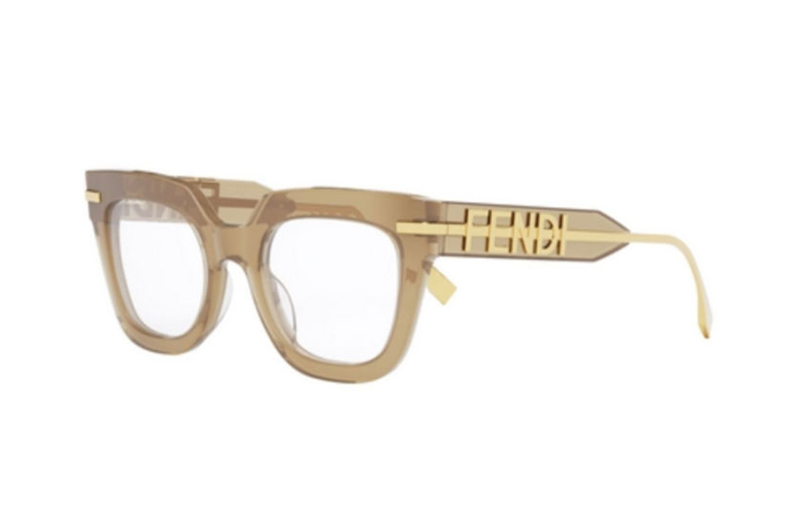 (Women) FENDI  Yellow Butterfly Acetate Metal Optical Glasses with Logo. FE50065I 圖 3
