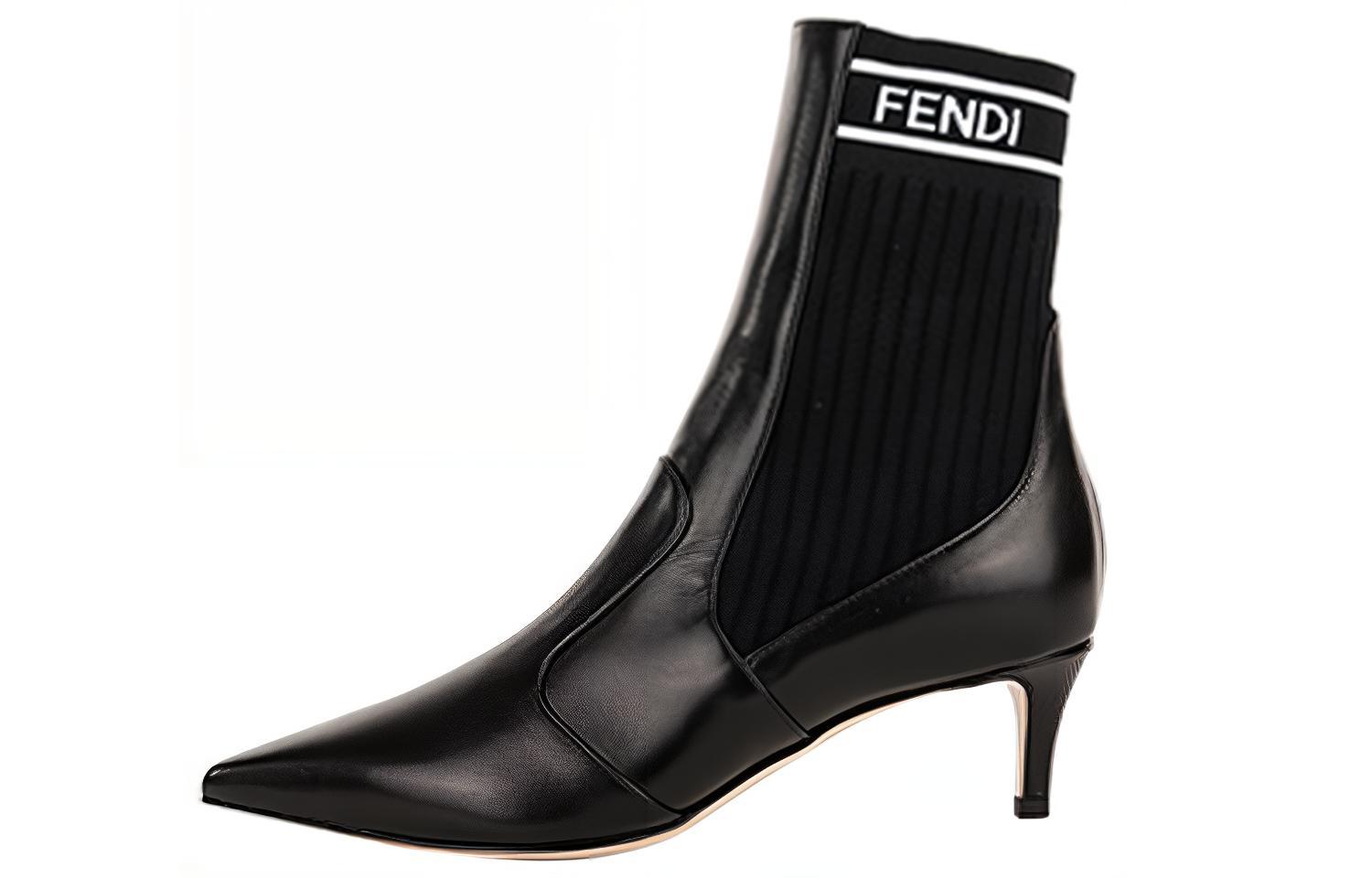 (W) Fendi Ankle Boot 'Logo Patchwork - Black'