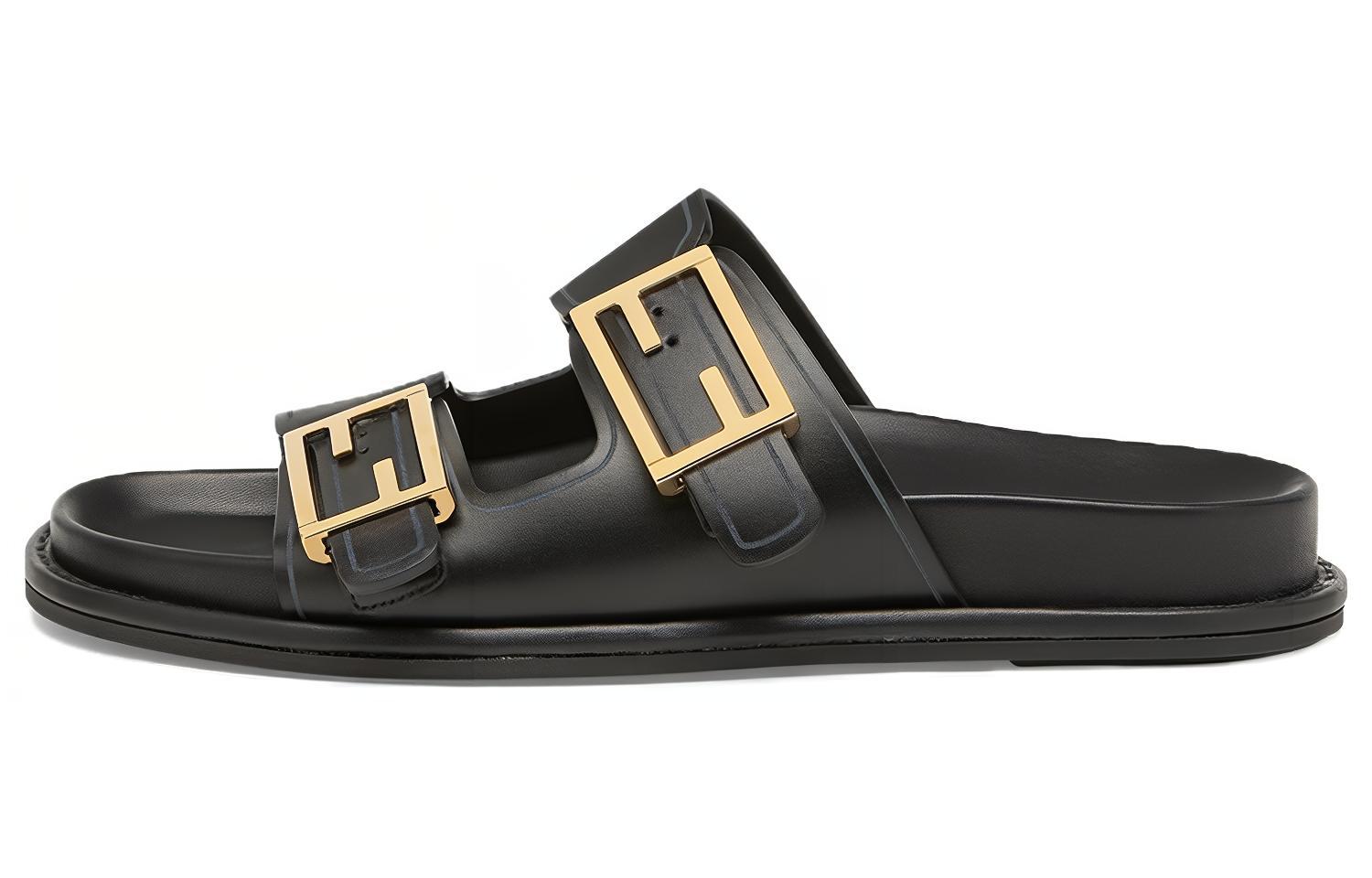 (Women) Fendi Baguette 'Black Buckle Decor Fashion Slides' 8X8326NA7F0QA1