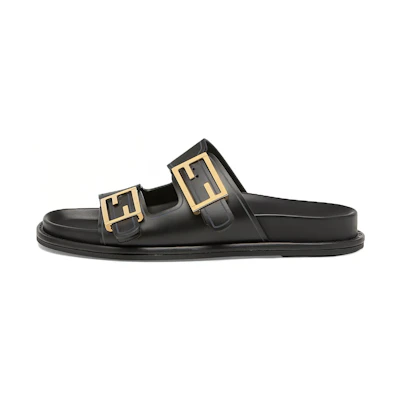 (W) Fendi Baguette 'Black Buckle Decor Fashion Slides'