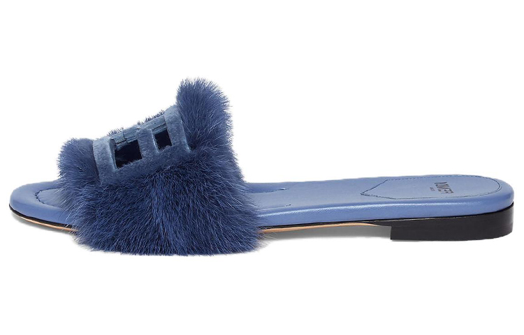 (W) Fendi Baguette 'Blue Fur Slide'