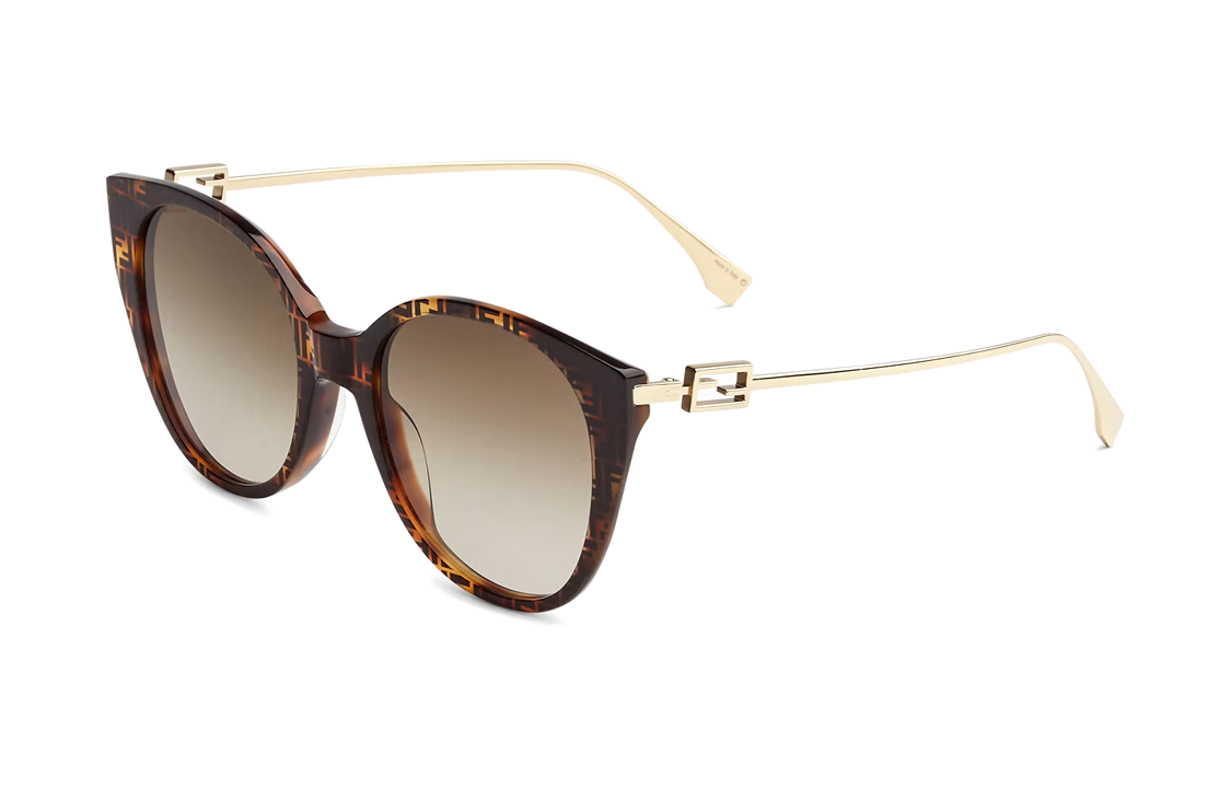 (Women) FENDI Baguette  Brown Irregular Frame Metal Sunglasses FOA203V1WF1FV9