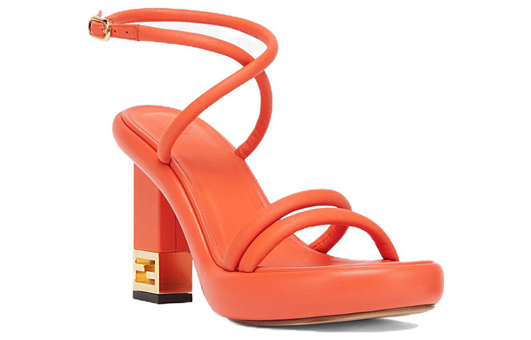 Order (W) Fendi Baguette Cuero Sandalias Abiertas Rectangulares Moda Naranja 8X8426NBAF0QG5