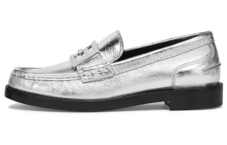 (W) Fendi Baguette Leather Loafer 'Silver'