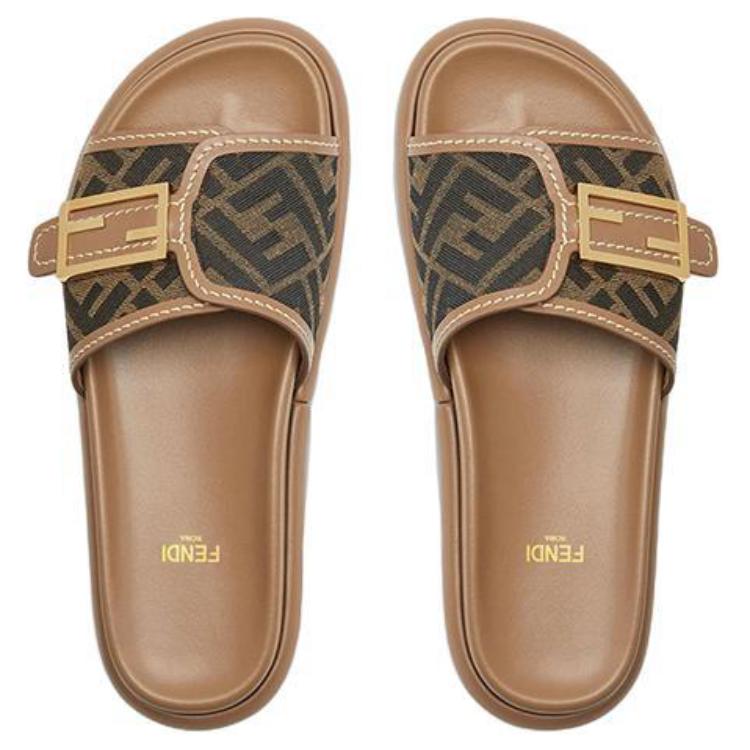 Shop (W) Fendi Baguette Sandalen ''Bruine Mode Flats'' 8X8404AJZFF1ICN