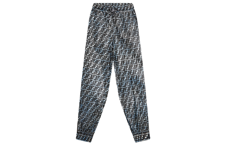 (Women) FENDI Black Blue Double F Logo Track Pants FAB212ADMPF1C20