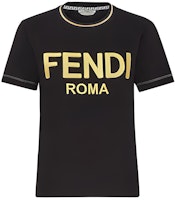 (Women) FENDI Black Short Sleeve T-Shirt with Letter Print FS7254AC6BF0GME (Women) FENDI Black Short Sleeve T-Shirt with Letter Print FS7254AC6BF0GME