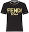 Order (Women) FENDI Black Short Sleeve T-Shirt with Letter Print FS7254AC6BF0GME