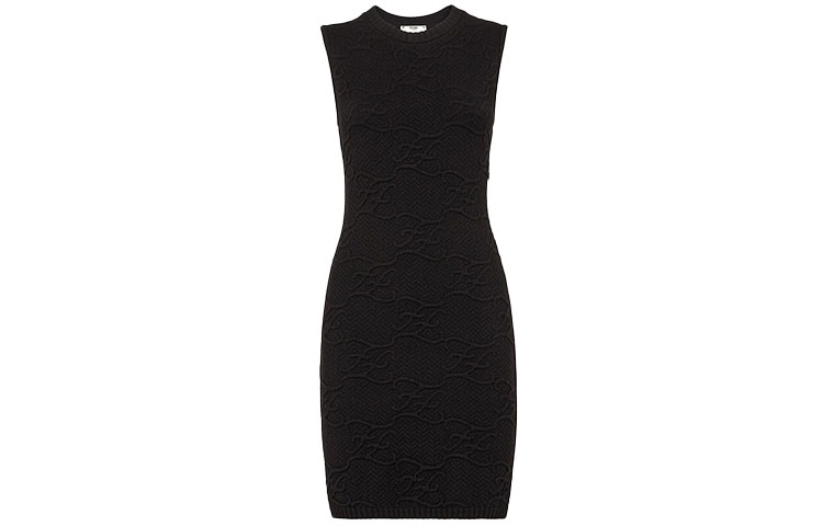 Order (W) 芬迪黑色无袖提花修身连衣裙 FZD914AHE9F0GME