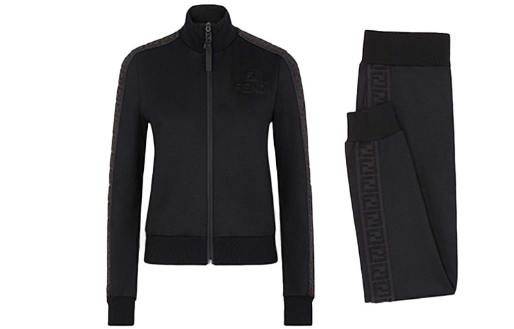 (Women) FENDI Black Solid Color Casual Knit Sweatshirt and Pants Set FAJ098AGM4F0GME