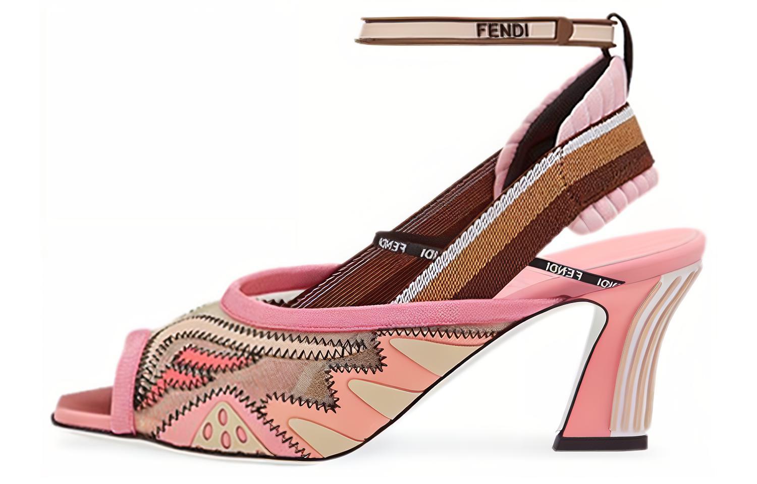 Buy (W) Fendi Tacco Largo Peep-Toe Punta Quadrata Sandali Moda ''Rosa Marrone'' 8X6910A6RQF16M8