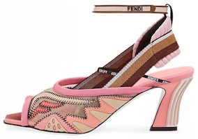 (Women) Fendi Block Heel Peep-Toe Square Front Fashion Slide 'Pink Brown' 8X6910A6RQF16M8 (Women) Fendi Block Heel Peep-Toe Square Front Fashion Slide 'Pink Brown' 8X6910A6RQF16M8