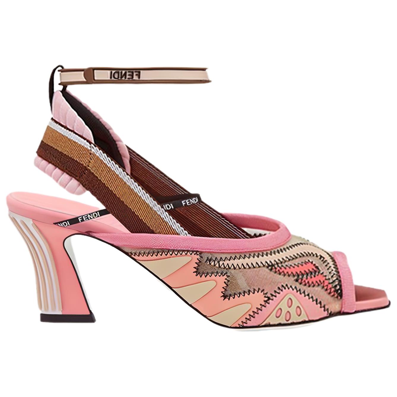 Order (W) Fendi Tacco Largo Peep-Toe Punta Quadrata Sandali Moda ''Rosa Marrone'' 8X6910A6RQF16M8