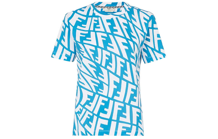 Order (W) FENDI 蓝色字母印花圆领T恤. FS7254AGT2F1AXZ