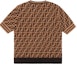Lookbook (Women) FENDI Brown All-Over Logo Print Knit Short-Sleeve Crewneck Top FZY702A5QGF118W
