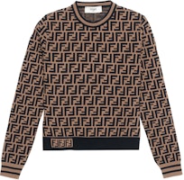 (Women) FENDI Brown FF Pattern Long Sleeve Crewneck Sweater FZY703A5QGF118W (Women) FENDI Brown FF Pattern Long Sleeve Crewneck Sweater FZY703A5QGF118W