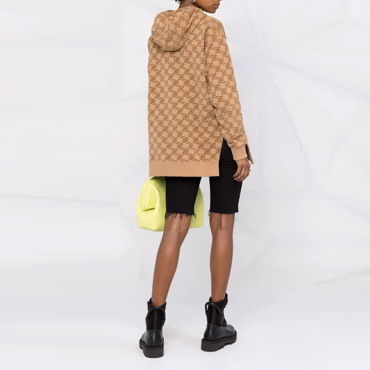 (Women) FENDI Brown Logo Print Oversized Hoodie Long Sleeve Sweatshirt. FS7263AGU7F1ENR 圖 4