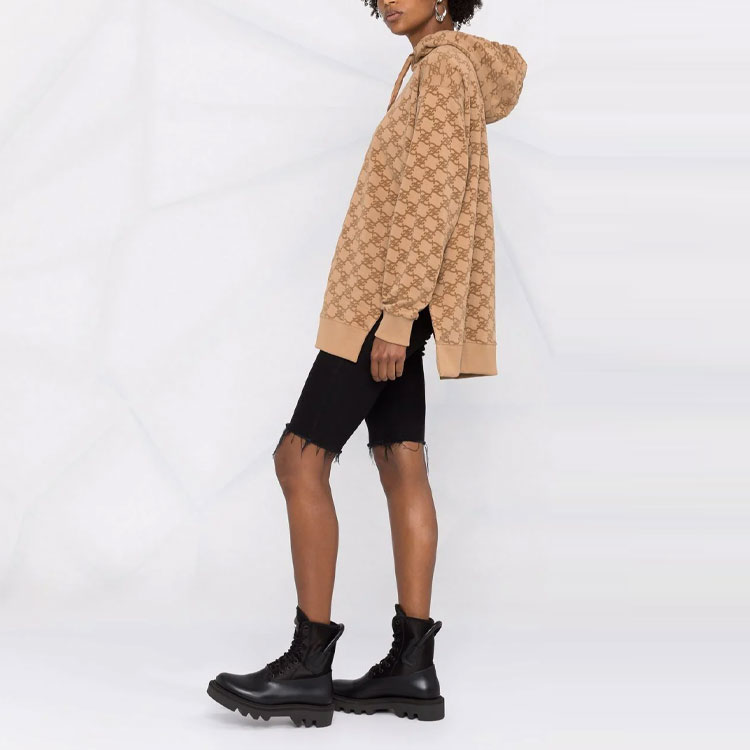 (Women) FENDI Brown Logo Print Oversized Hoodie Long Sleeve Sweatshirt. FS7263AGU7F1ENR 圖 5