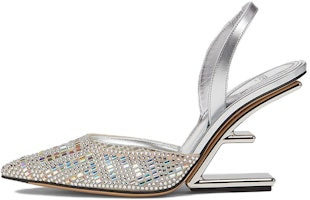(Women) Fendi by Marc Jacobs First High-Heeled Slingbacks Silver Rhinestone 8J8387AO0GF1LR5 (Women) Fendi by Marc Jacobs First High-Heeled Slingbacks Silver Rhinestone 8J8387AO0GF1LR5