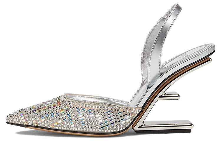 Buy (W) Fendi por Marc Jacobs Slingbacks de Tacón Alto Plateado con Diamantes 8J8387AO0GF1LR5