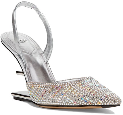 (W) Fendi Slingback Hak Tinggi oleh Marc Jacobs Perak Berlian Buatan 8J8387AO0GF1LR5 Order (W) Fendi Slingback Hak Tinggi oleh Marc Jacobs Perak Berlian Buatan 8J8387AO0GF1LR5