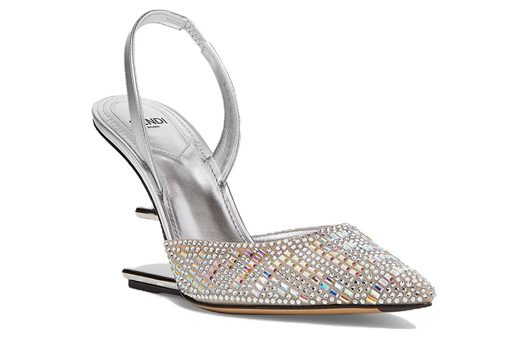 Order (W) Fendi por Marc Jacobs Slingbacks de Tacón Alto Plateado con Diamantes 8J8387AO0GF1LR5