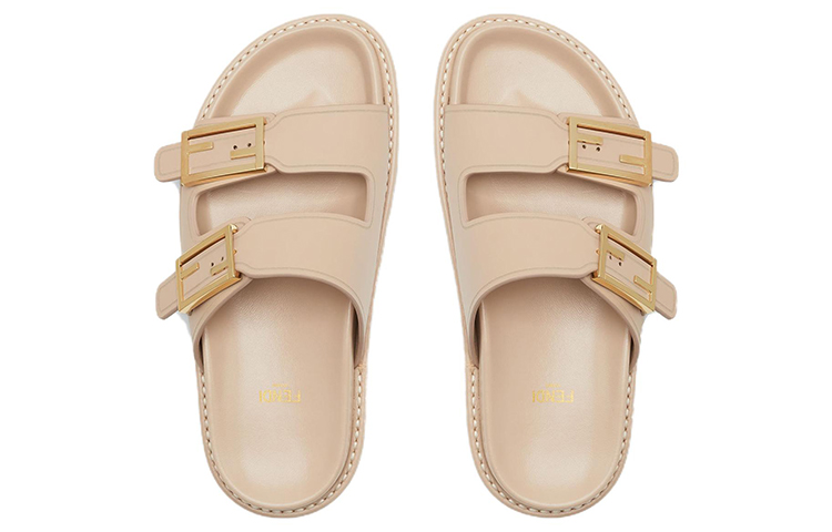 Lookbook (W) Sandalias de Moda Fendi de Piel de Ternera con Hebilla Decorativa 'Beige' 8X8326NA7F1KCU