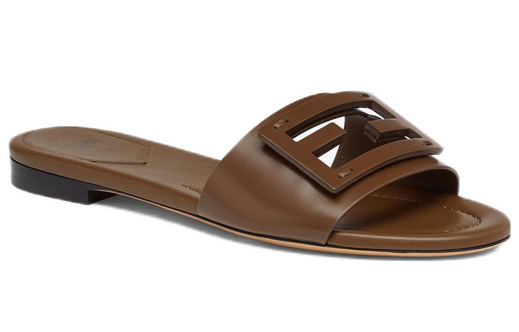 (W) Fendi Calfskin Fashion Slipper 'Brown' 圖 2