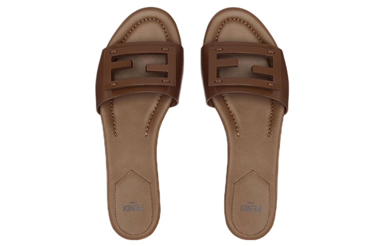 (W) Fendi Calfskin Fashion Slipper 'Brown' 圖 3